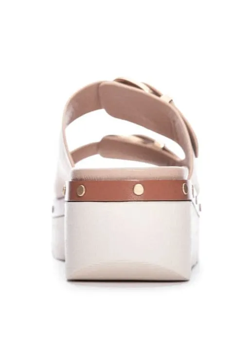 2 buckle wedge sandal