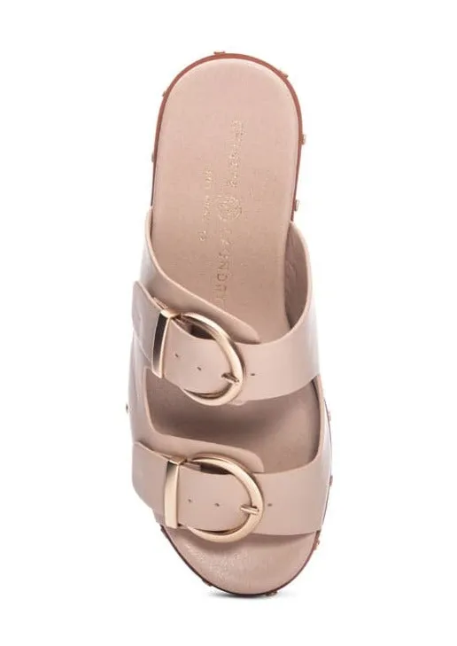 2 buckle wedge sandal