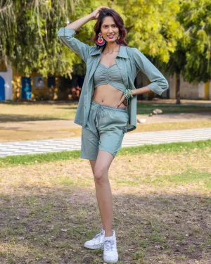 3 PIECE OLIVE GREEN CO-ORD SET