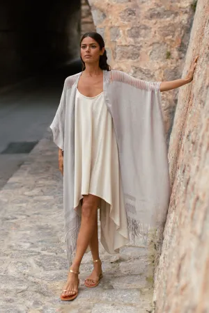 ACE OF WIND CAPE RAW SILK ASH