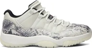 Air Jordan 11 Retro Low Light Bone Snakeskin Sneakers, White