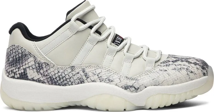 Air Jordan 11 Retro Low Light Bone Snakeskin Sneakers, White