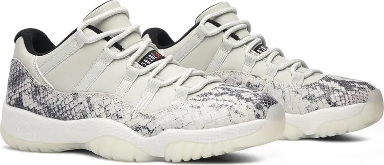 Air Jordan 11 Retro Low Light Bone Snakeskin Sneakers, White
