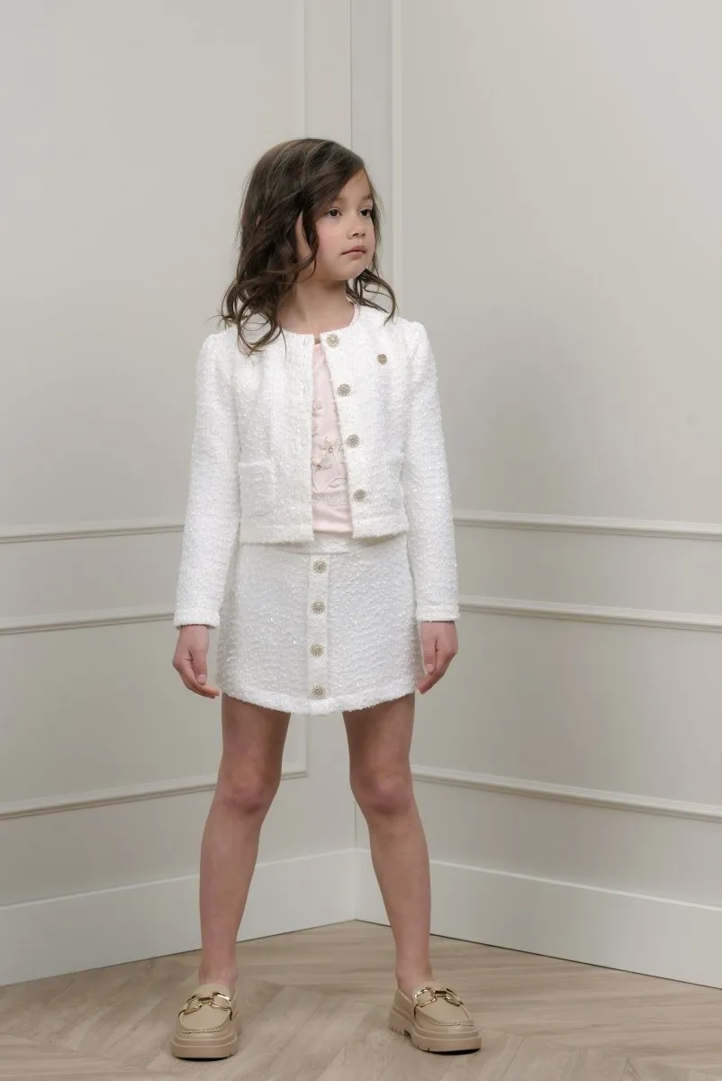 AMSY glitter-knit jacket Off white