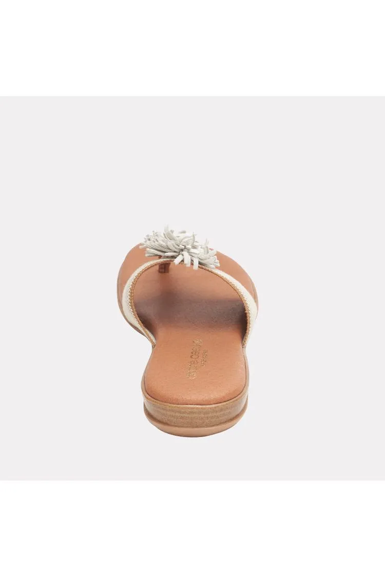 André Assous Novalee Featherweights ™  Pompom Flip Flop Sandals | Beige Linen Elastic