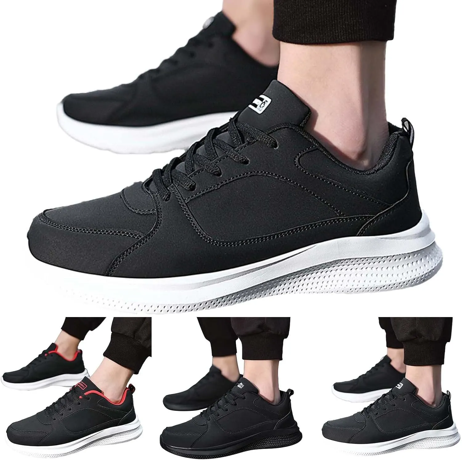 Arch Support Non Slip Minimalist Shoes for Men Breathable Comfort Walking Shoe Breathable Lace Up Shoes for Men