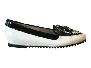 Azuree JACOB 16f White & Black Patent Leather Flats