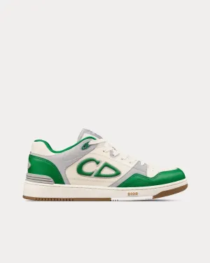 B57 Green and Cream Smooth Calfskin with Light Gray Suede Low Top Sneakers
