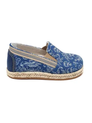 Baptismal Baby shoe Espadrille for Boy-WESLEY blue