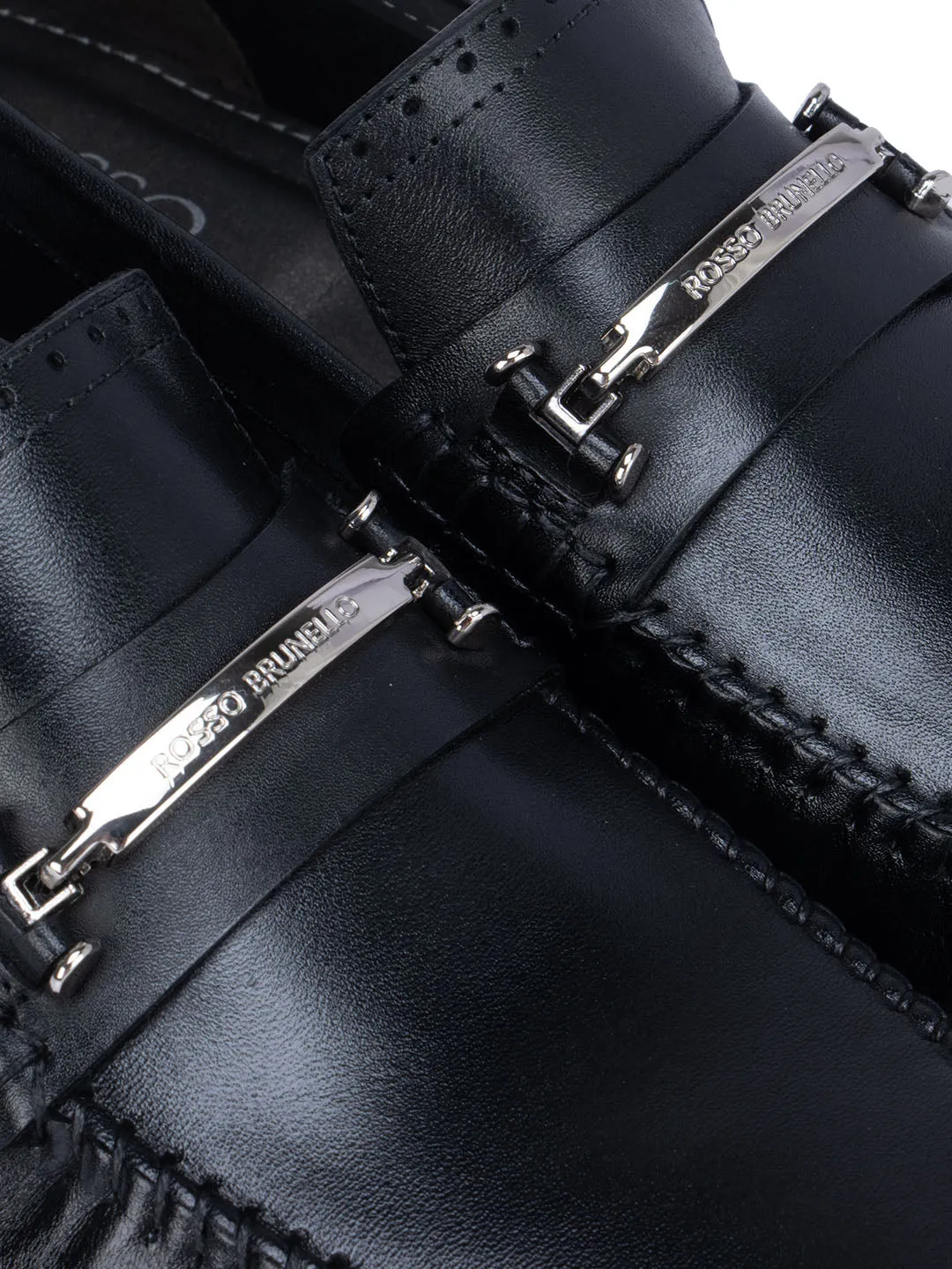Black Moccasins With Metal Buckle