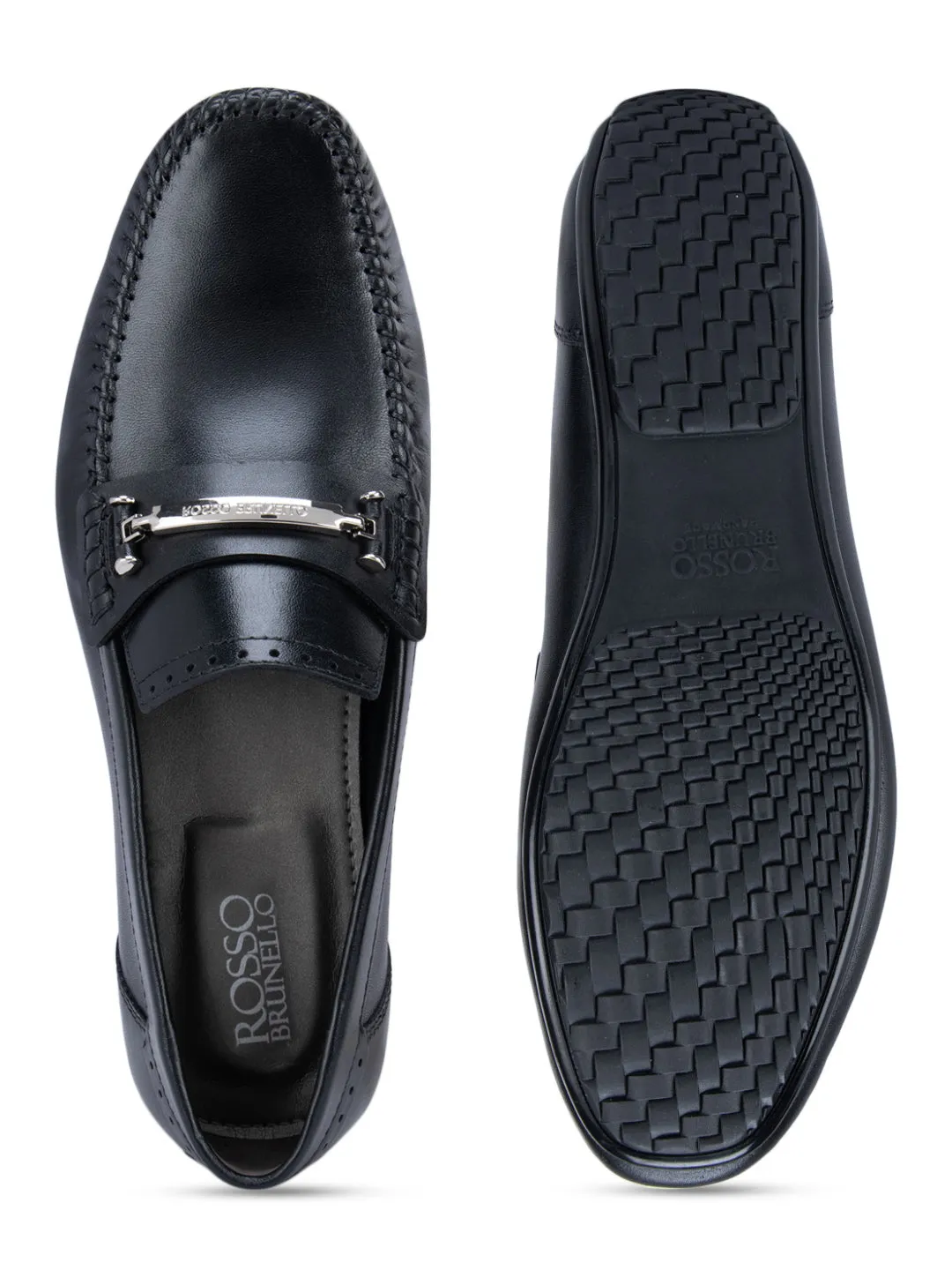 Black Moccasins With Metal Buckle