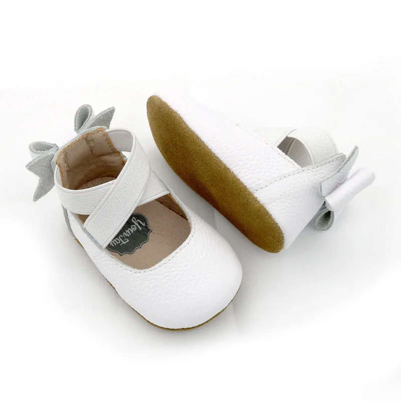 Bow Back Ballet Flats - White