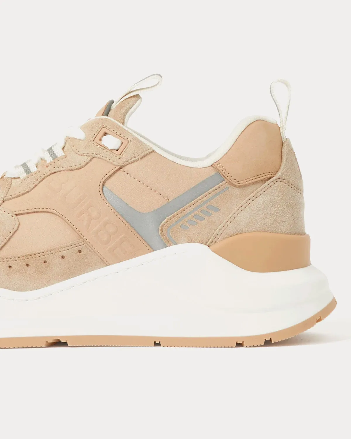 Check, Suede & Cotton Soft Fawn / Dusty Peach Low Top Sneakers