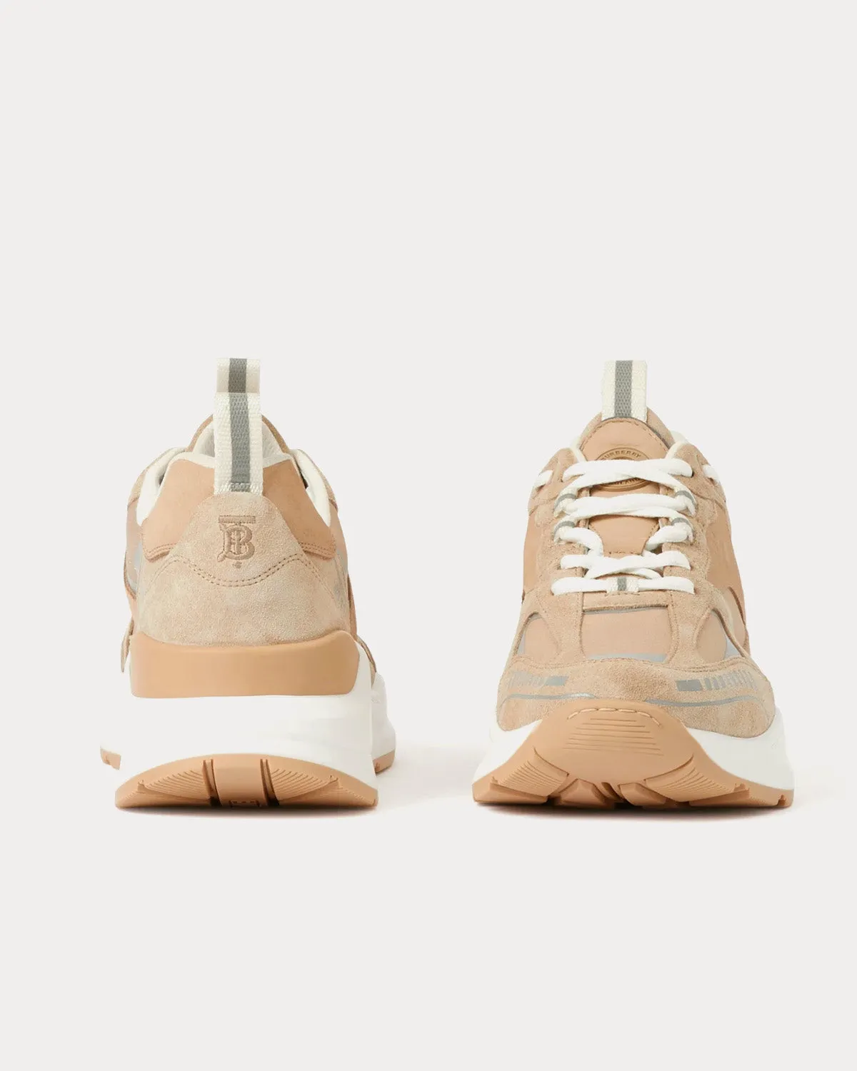 Check, Suede & Cotton Soft Fawn / Dusty Peach Low Top Sneakers