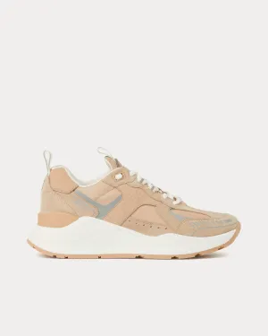 Check, Suede & Cotton Soft Fawn / Dusty Peach Low Top Sneakers