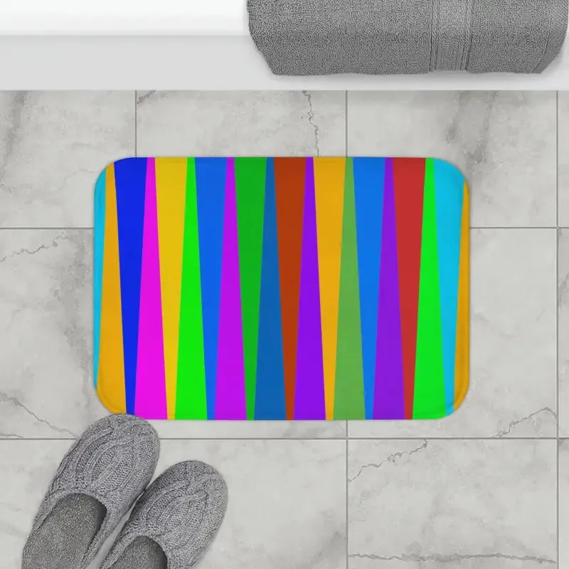 Chic Colorful Stripes Bath Mat