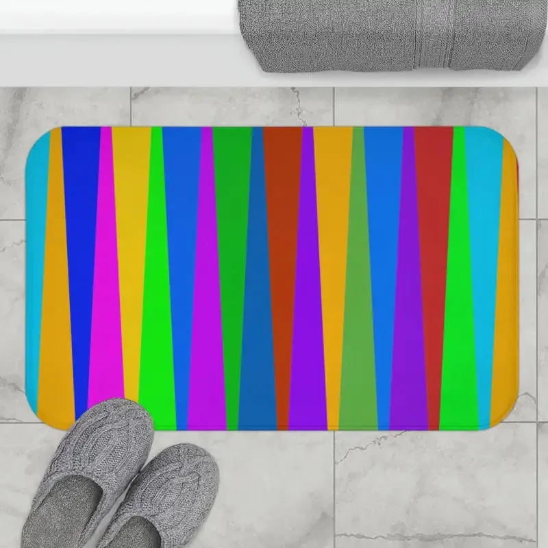 Chic Colorful Stripes Bath Mat