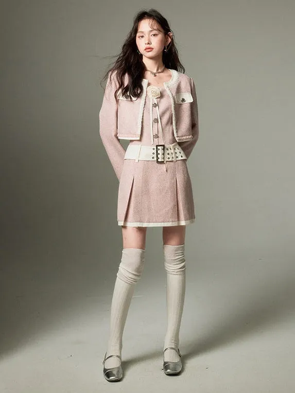 Chic Tweed Short Jacket ＆ Slip Skirt
