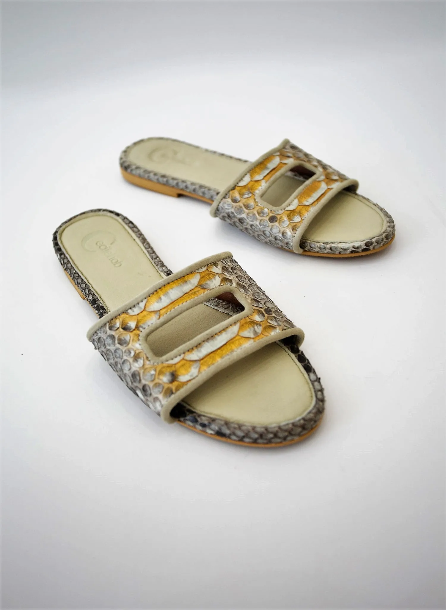 Cleo Natural Gold Slide Sandals