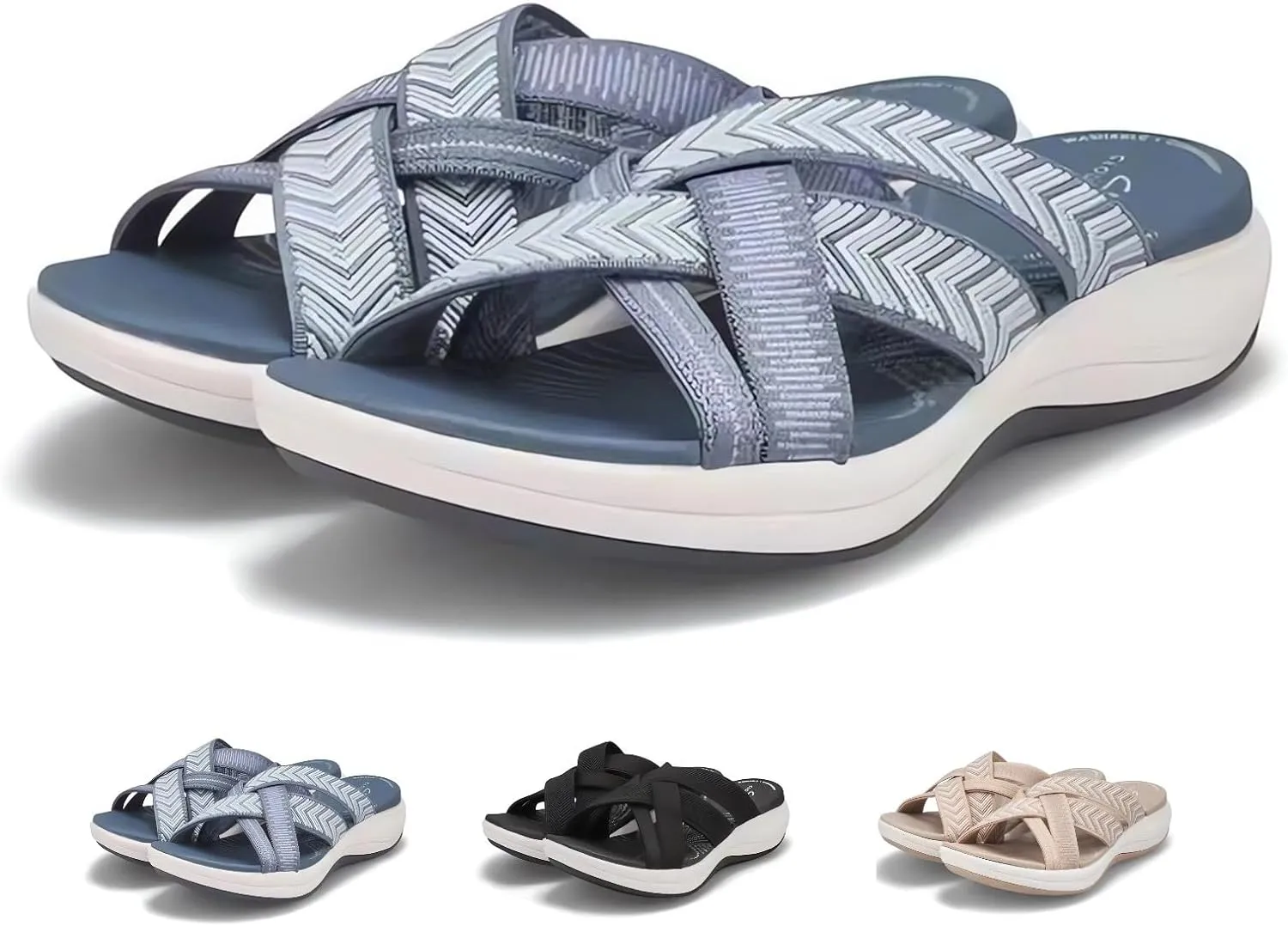 Comfortable Recovery Orthopedic Walking Plantar Fasciitis Slides Sandals for Women with Arch Support Wide Width