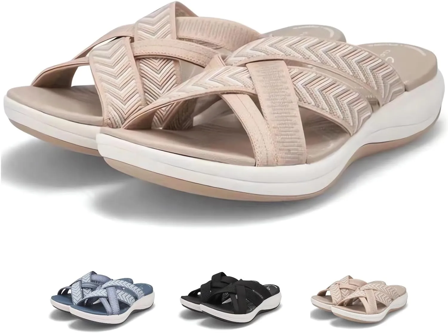 Comfortable Recovery Orthopedic Walking Plantar Fasciitis Slides Sandals for Women with Arch Support Wide Width
