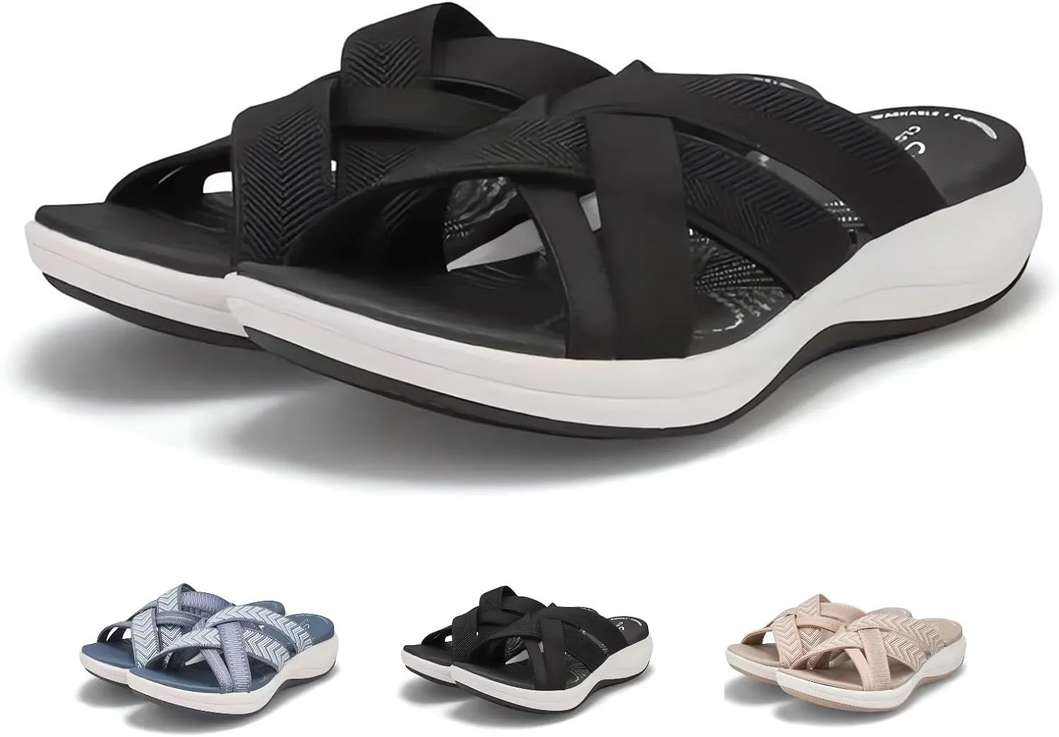 Comfortable Recovery Orthopedic Walking Plantar Fasciitis Slides Sandals for Women with Arch Support Wide Width