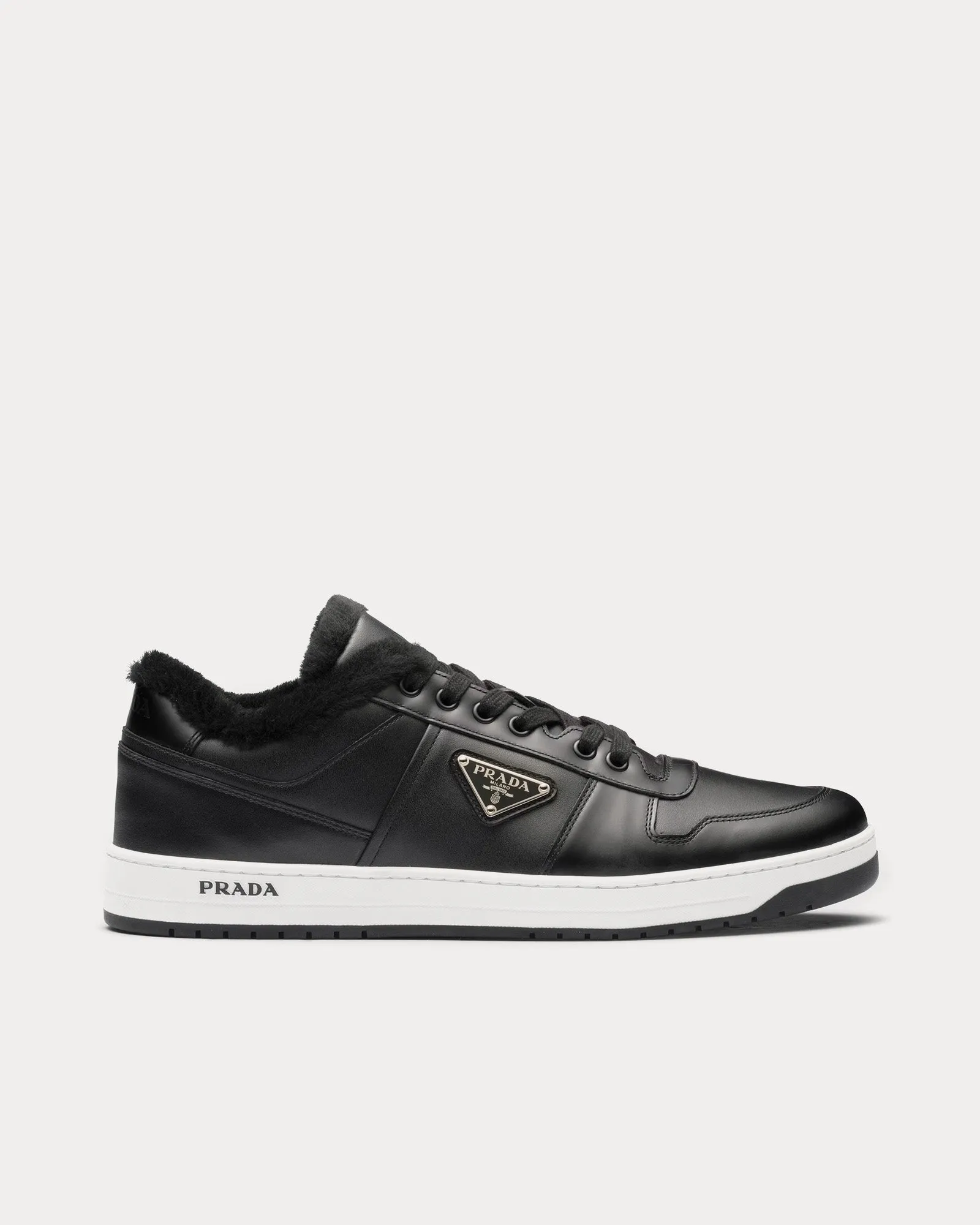 Downtown Leather & Shearling Black Low Top Sneakers
