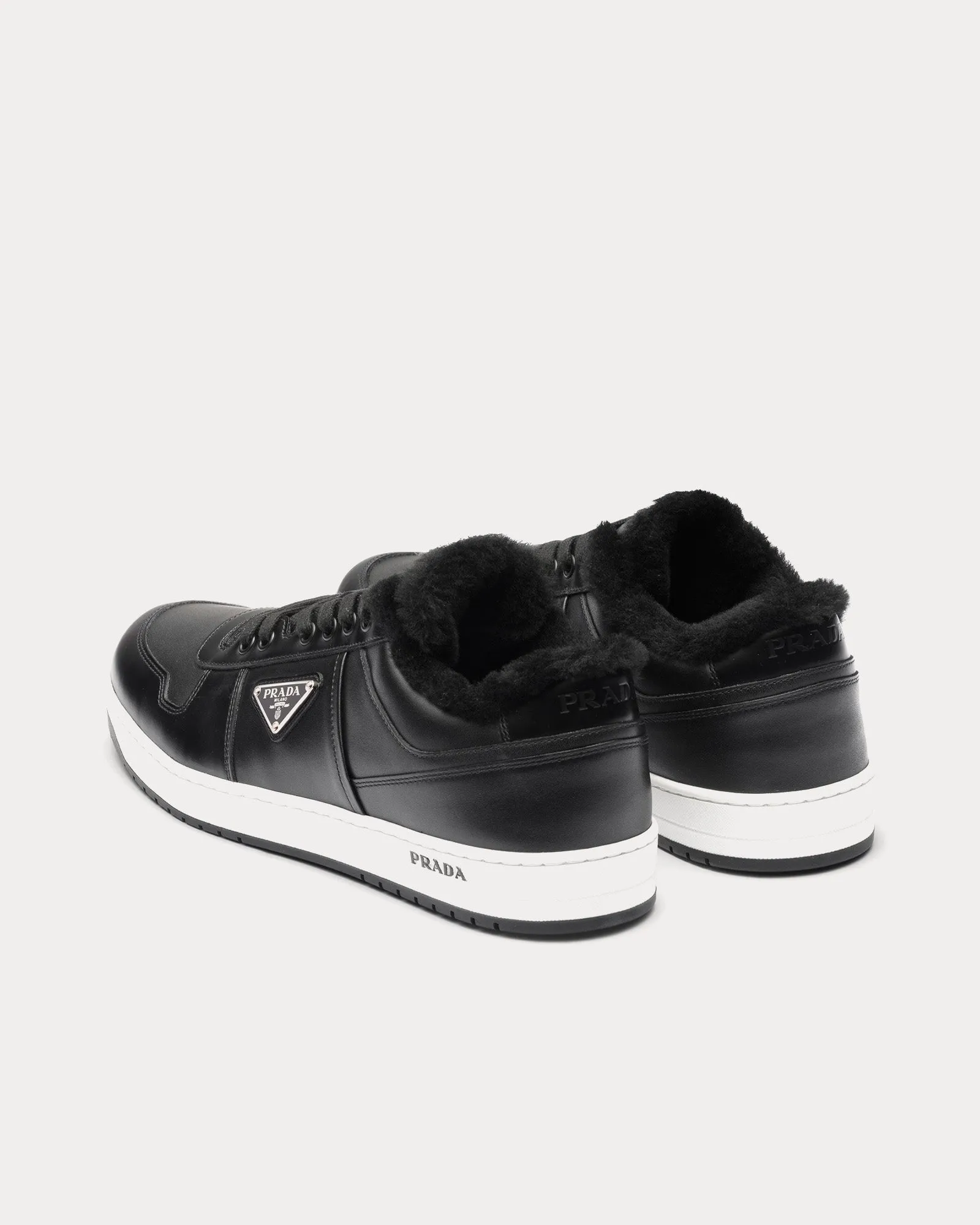 Downtown Leather & Shearling Black Low Top Sneakers