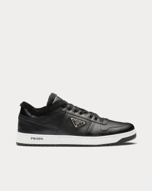 Downtown Leather & Shearling Black Low Top Sneakers