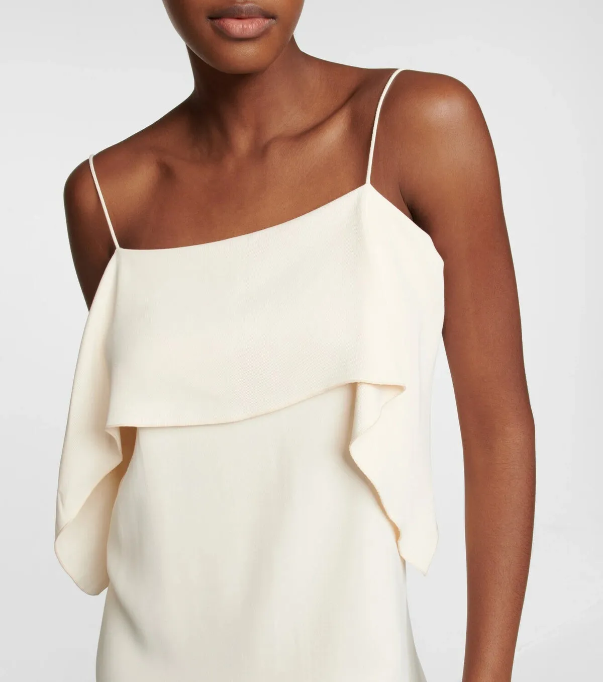 Draped Twill Slip Dress