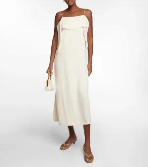 Draped Twill Slip Dress