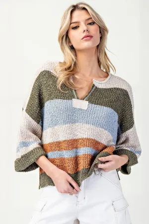 ee:some Striped Notch Collar Top