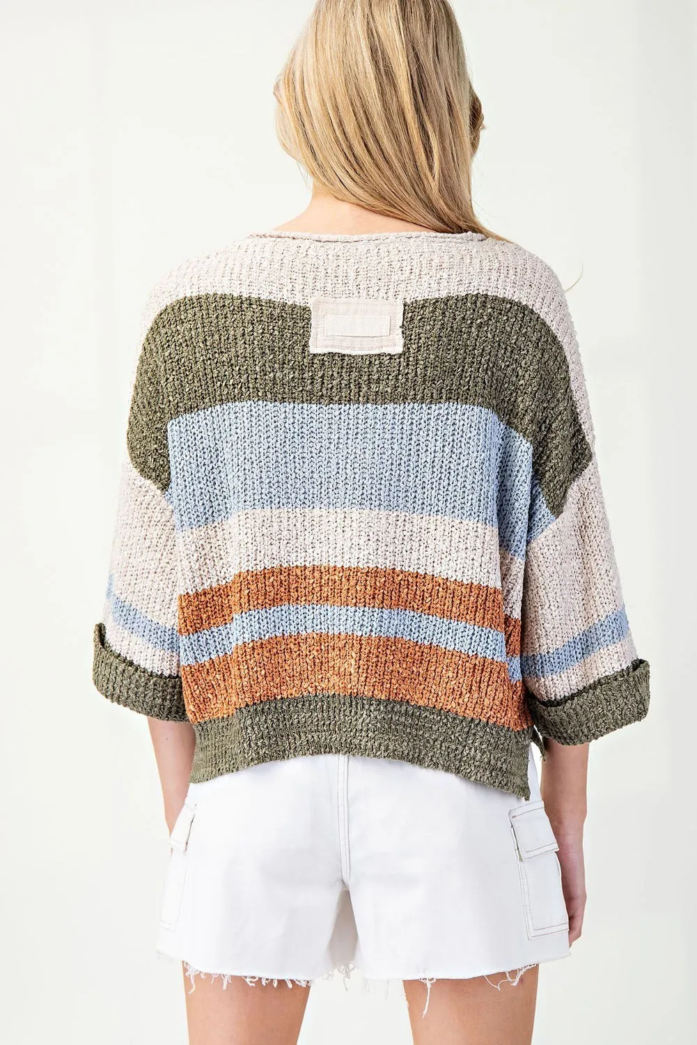 ee:some Striped Notch Collar Top