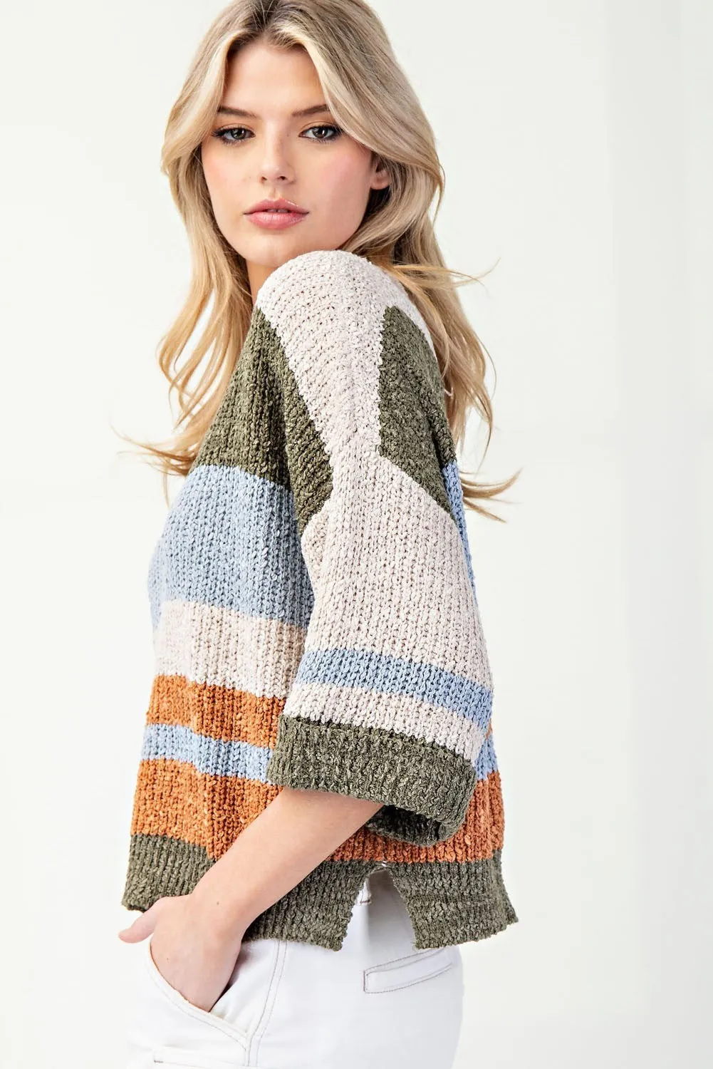 ee:some Striped Notch Collar Top