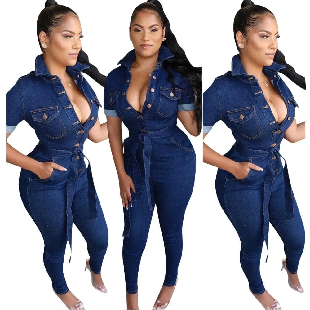 Fashion New Casual Sexy Denim Jumpsuit For Women