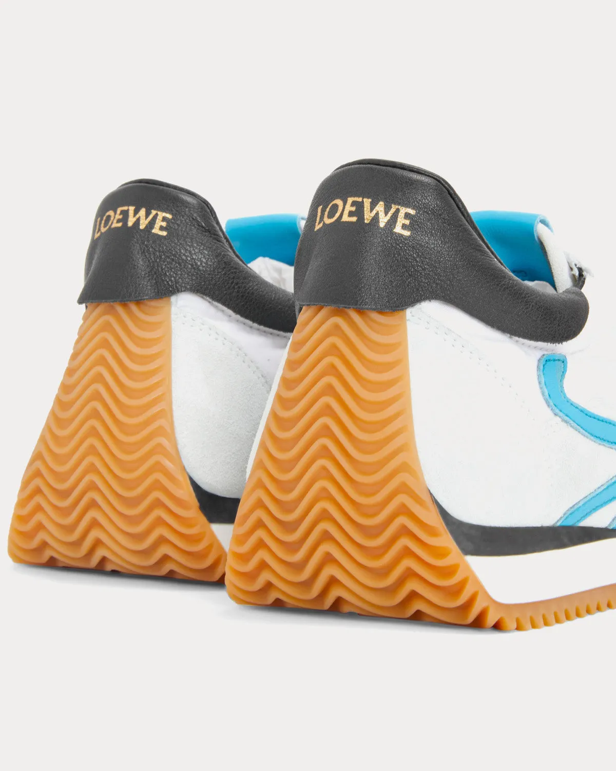 Flow Runner Calfskin & Nylon White / Blue Low Top Sneakers