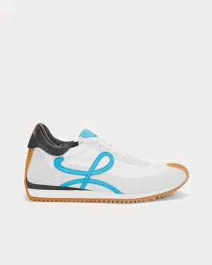 Flow Runner Calfskin & Nylon White / Blue Low Top Sneakers