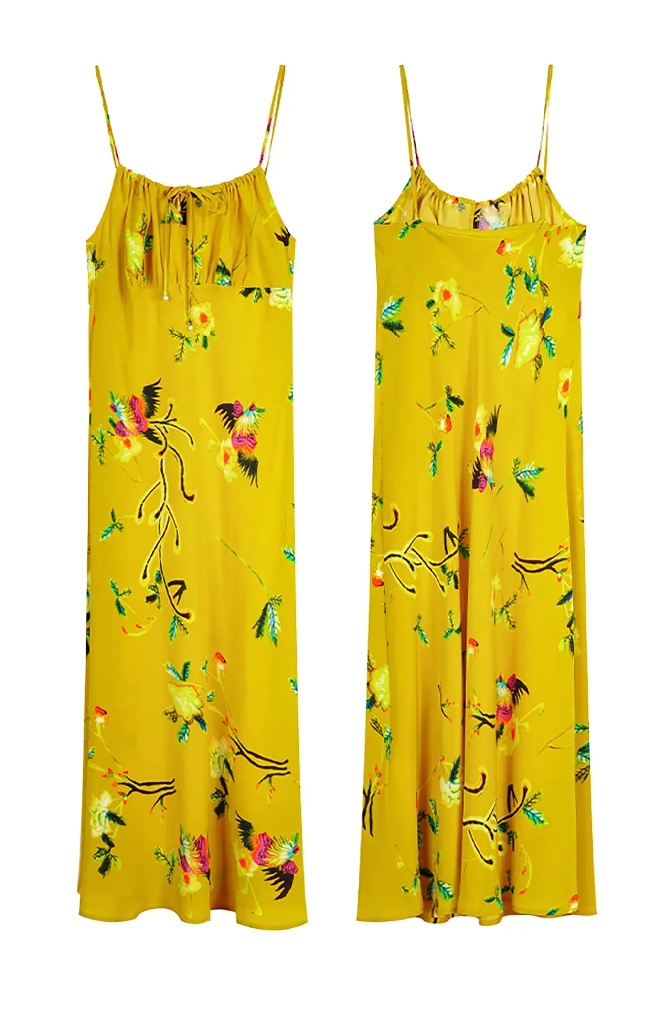 French Inspired Mulberry Silk Printed Vacation Slip Dress