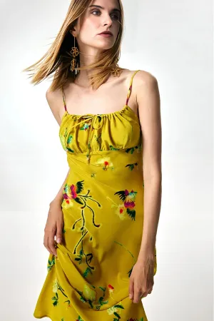 French Inspired Mulberry Silk Printed Vacation Slip Dress