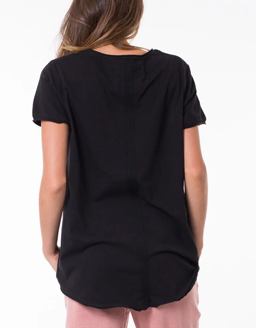 Fundamental V Neck Tee - Washed Black