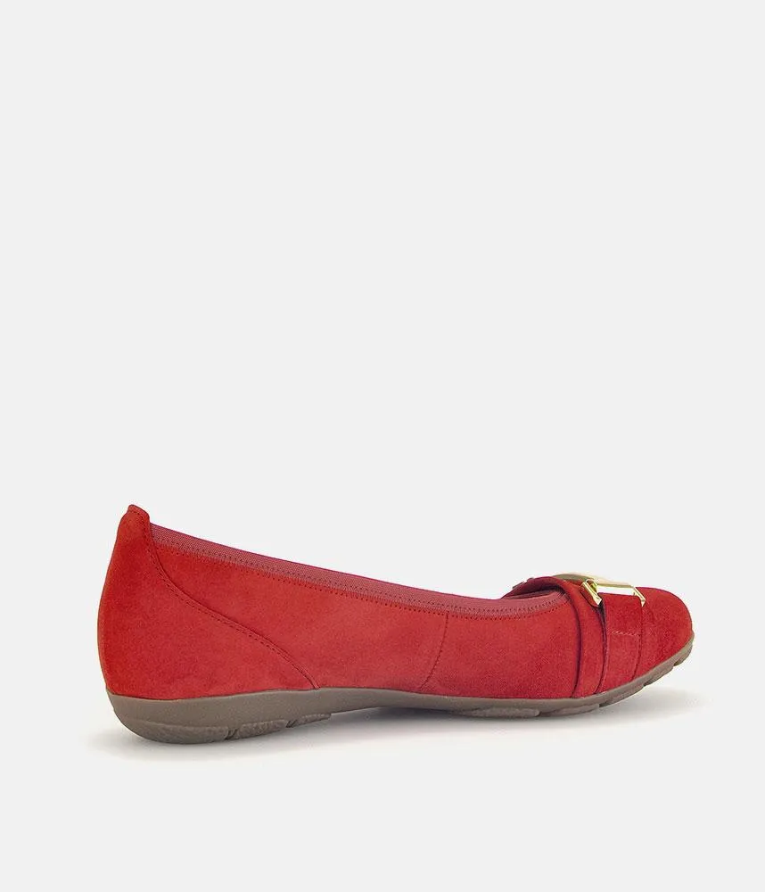 Gabor Stylish Red Suede Ballet Flats