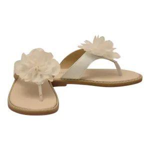 Girls White Organza Flower Thong Sandals 5 Toddler-4 Kids