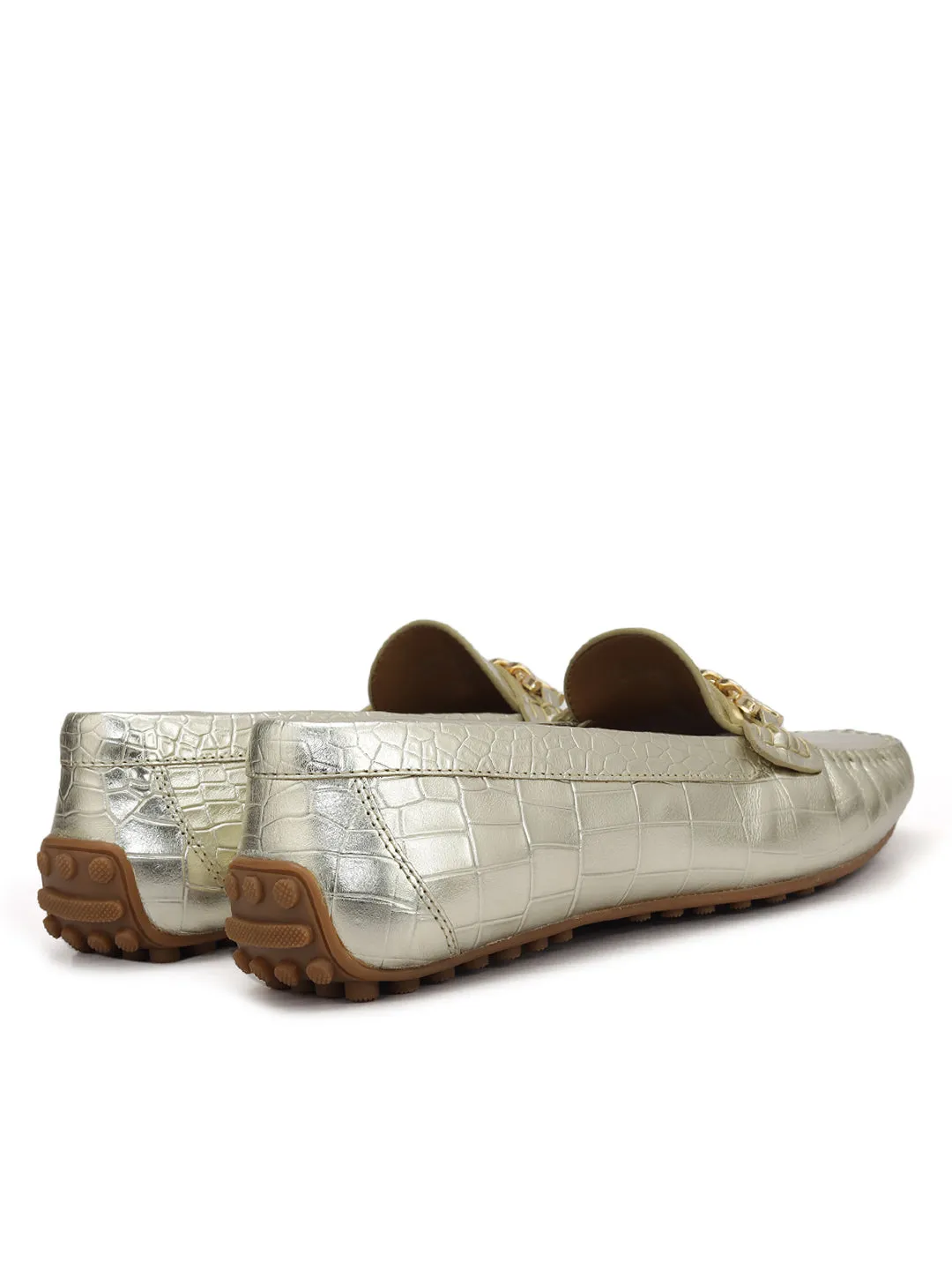 Gold Chain Embellished Moccasins