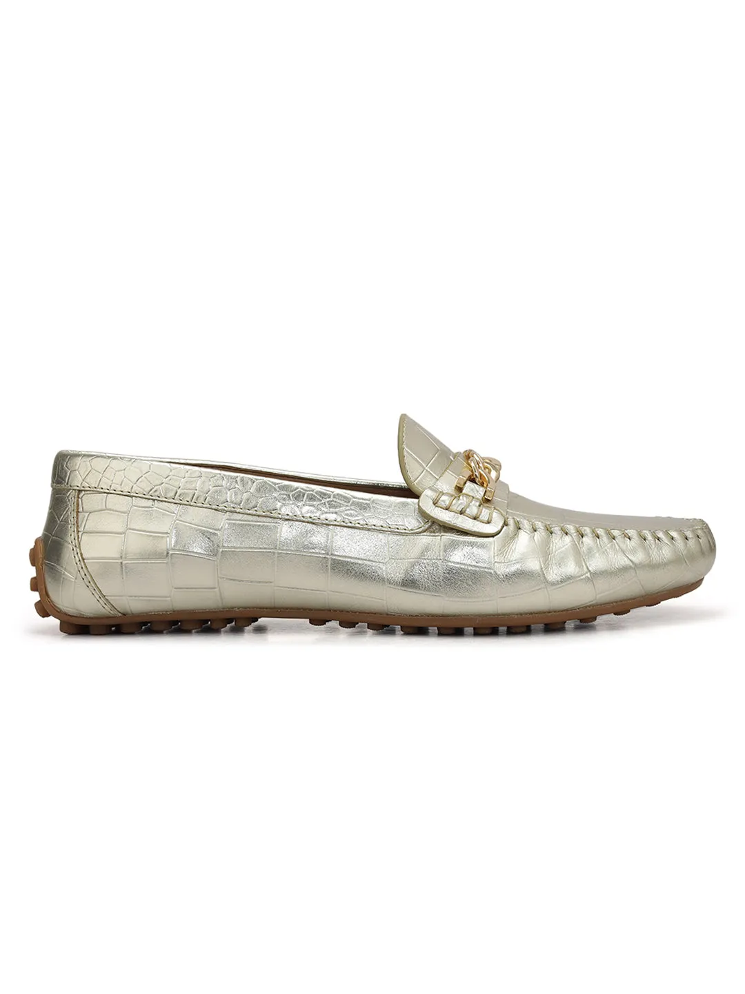 Gold Chain Embellished Moccasins