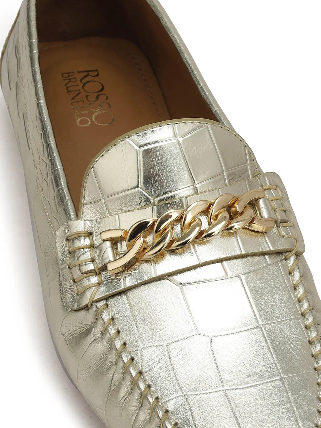 Gold Chain Embellished Moccasins