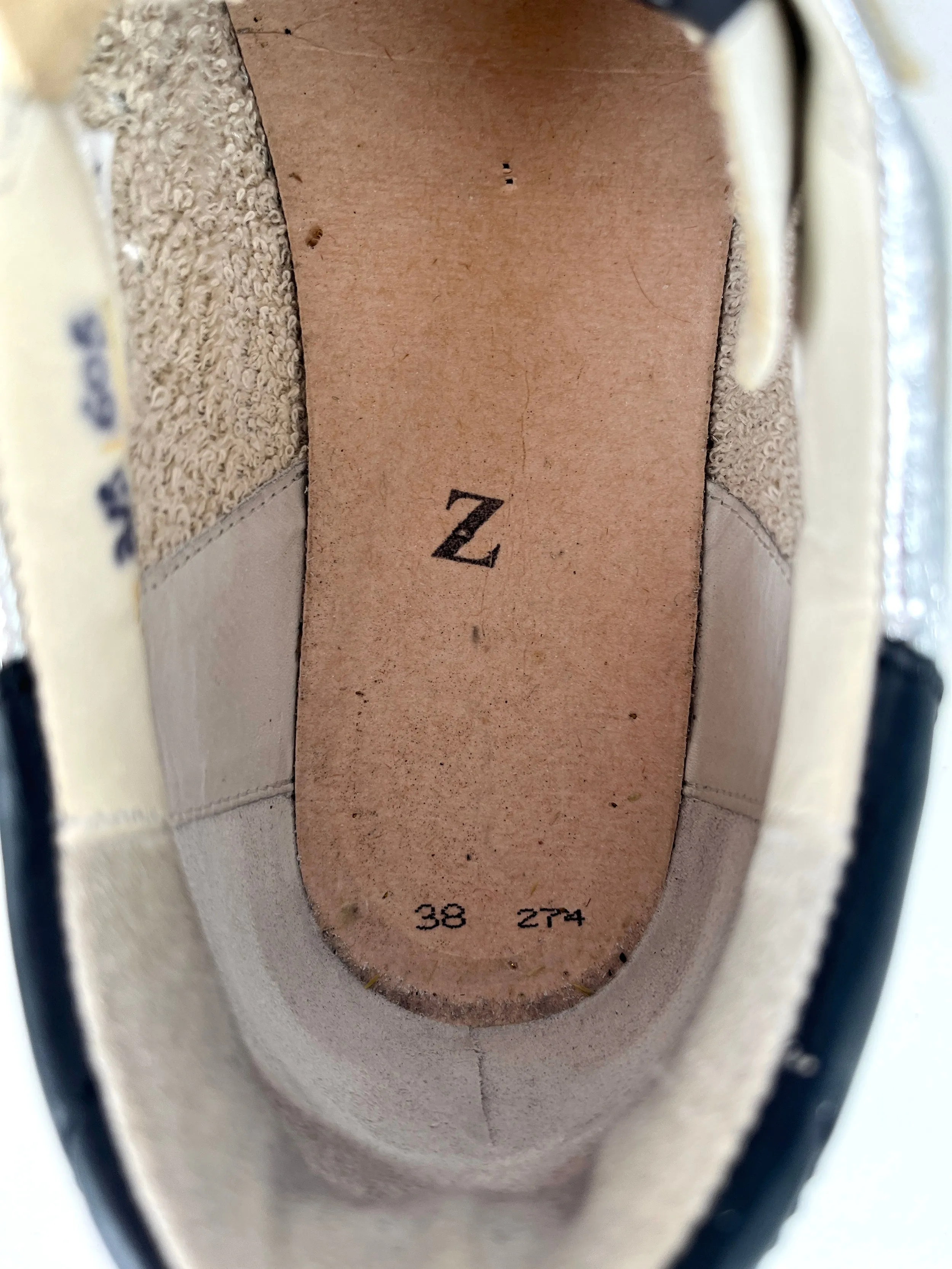 Golden Goose Superstar Silver White Pink Floral Low Top Sneakers 38 8