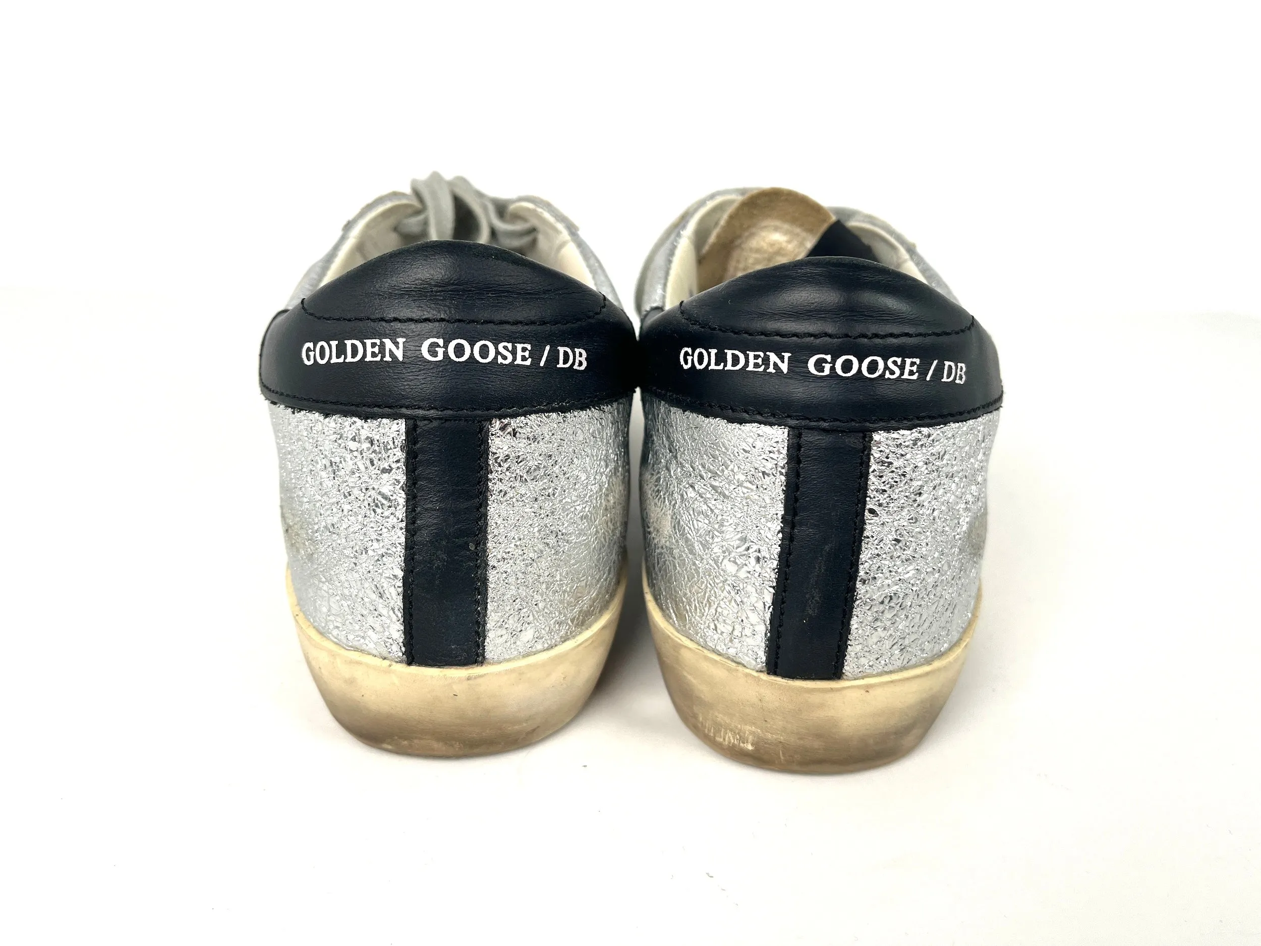 Golden Goose Superstar Silver White Pink Floral Low Top Sneakers 38 8