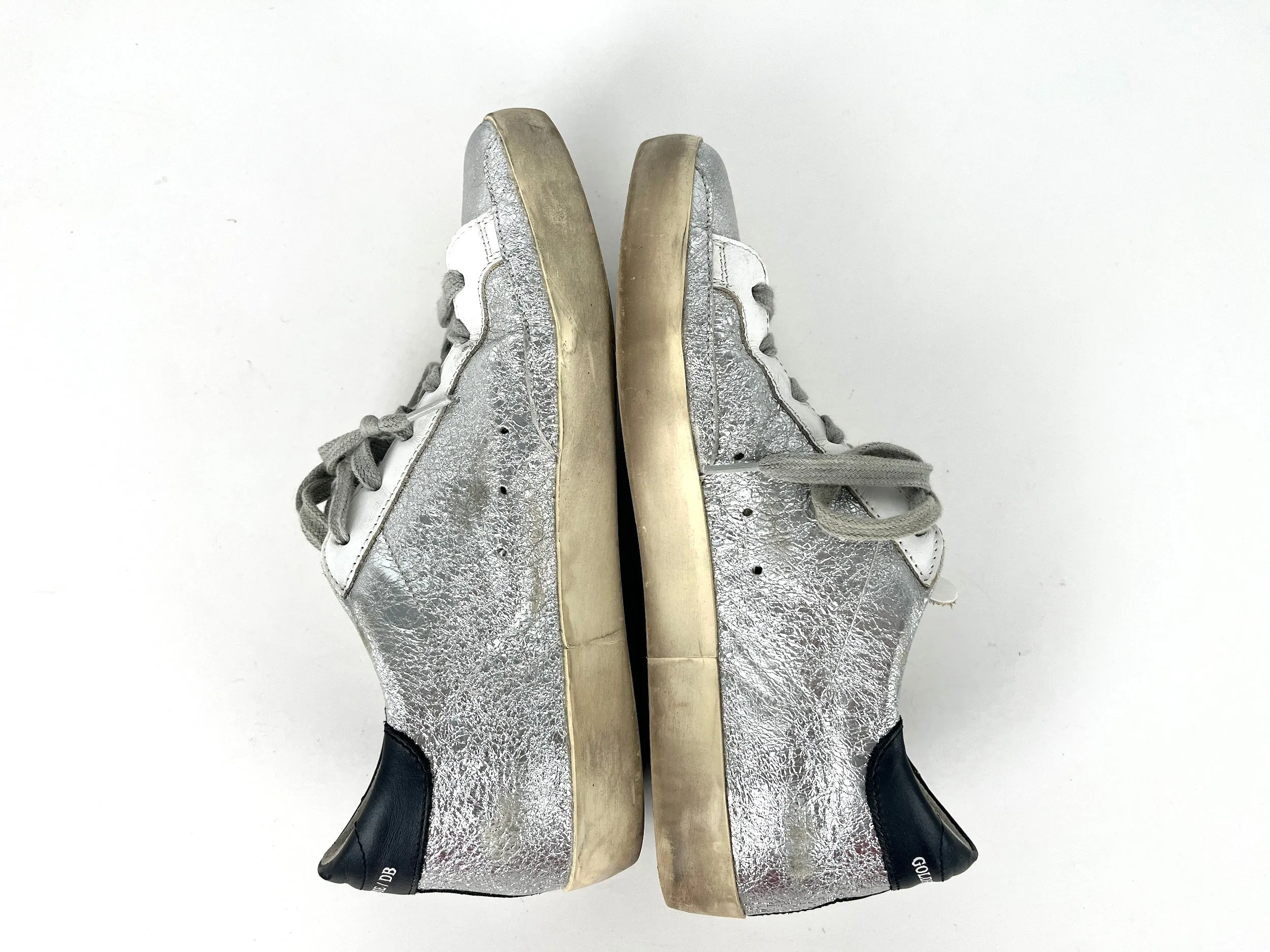 Golden Goose Superstar Silver White Pink Floral Low Top Sneakers 38 8
