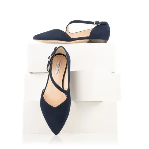 Indy Extra Wide Width Flats - Navy Suede