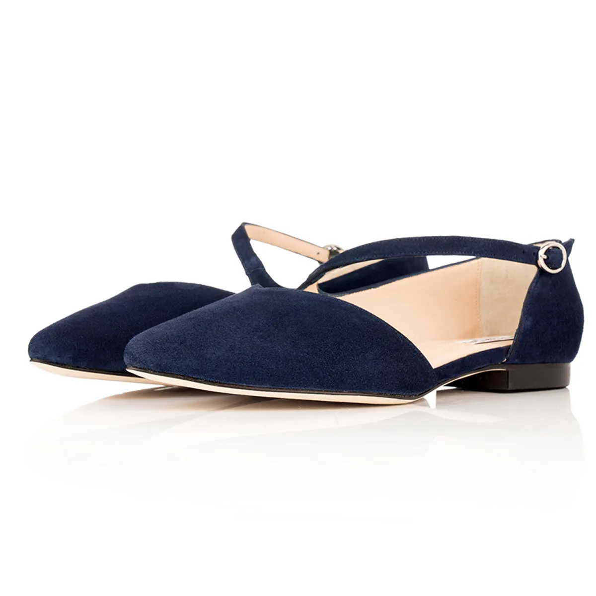 Indy Extra Wide Width Flats - Navy Suede
